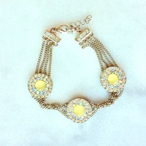 Silver & Yellow Gem Layered Bracelet